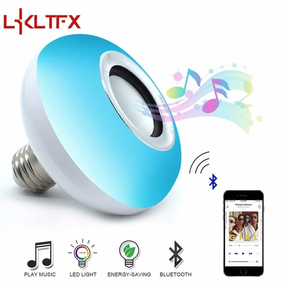 E27 Smart RGB RGBW Беспроводной Bluetooth Динамик музыка играет затемнения Светодиодная