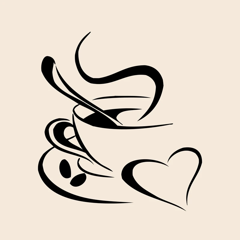 

kitchen wall sticker coffee , coffee cup with heart kitchen vinyl wall art decor decal stickers 25x22cm