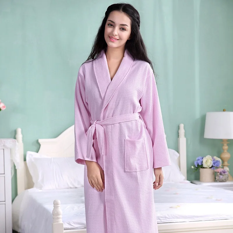 

Summer Kimono Cotton Robe Men Women Sexy Bathrobe Waffle Robes Soft Peignoir Homme Badjas Sleep Lounge Sleepwear