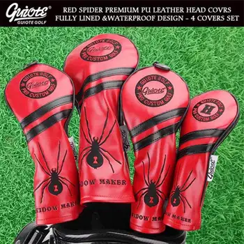 

[3 Colors] Widow Maker Golf Woods HeadCovers Driver Fairways Hybrid Spider Covers Set Vintage Series 135H 4pcs/lot For Men Women