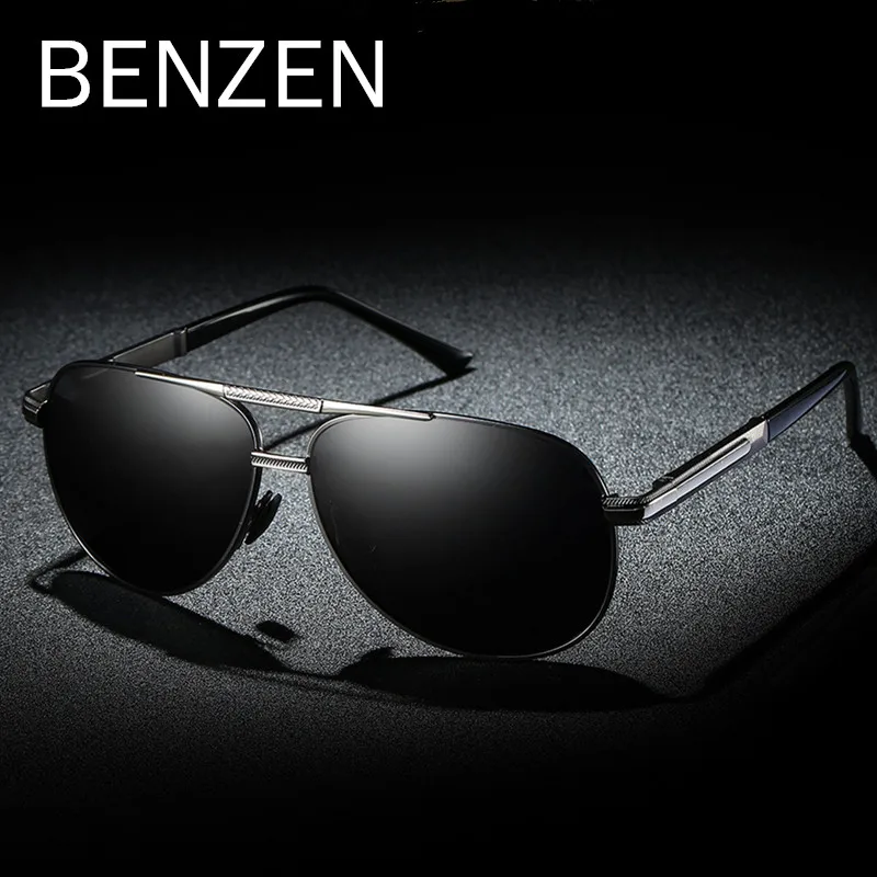 

BENZEN Polarized Sunglasses Men Classic Pilot Male Sun Glasses UV Protection Driving Glasses Black With Case 9306