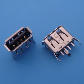 

100pcs A Type Flat Angle (180 Degree) Female USB PCB Connector Socket, USB Jack Plug 3 legs+4 pin