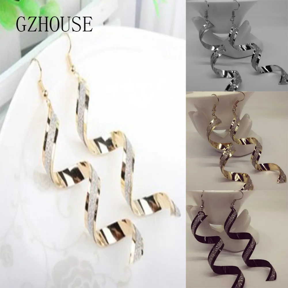 

1Pair Women Earrings Fashion Rhinestone Twist Spiral Lady'S Earrings Chic Long Dangle Hook Geometric charms New Earrings Eardrop