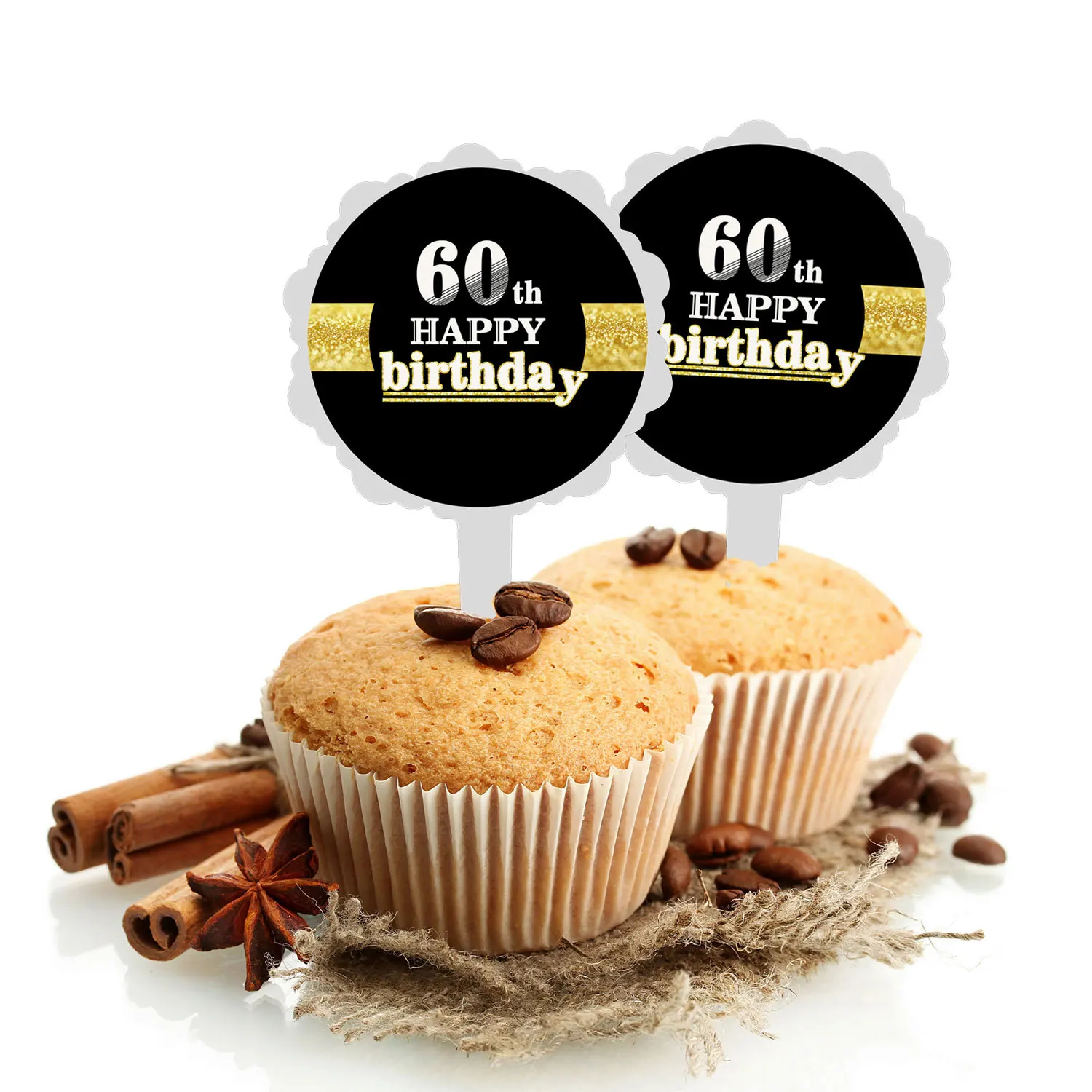 6 шт./лот Happy 16/18/20 Вт 30 Вт/40/50/60/70/80/90th Юбилей украшения для кексов топперы на