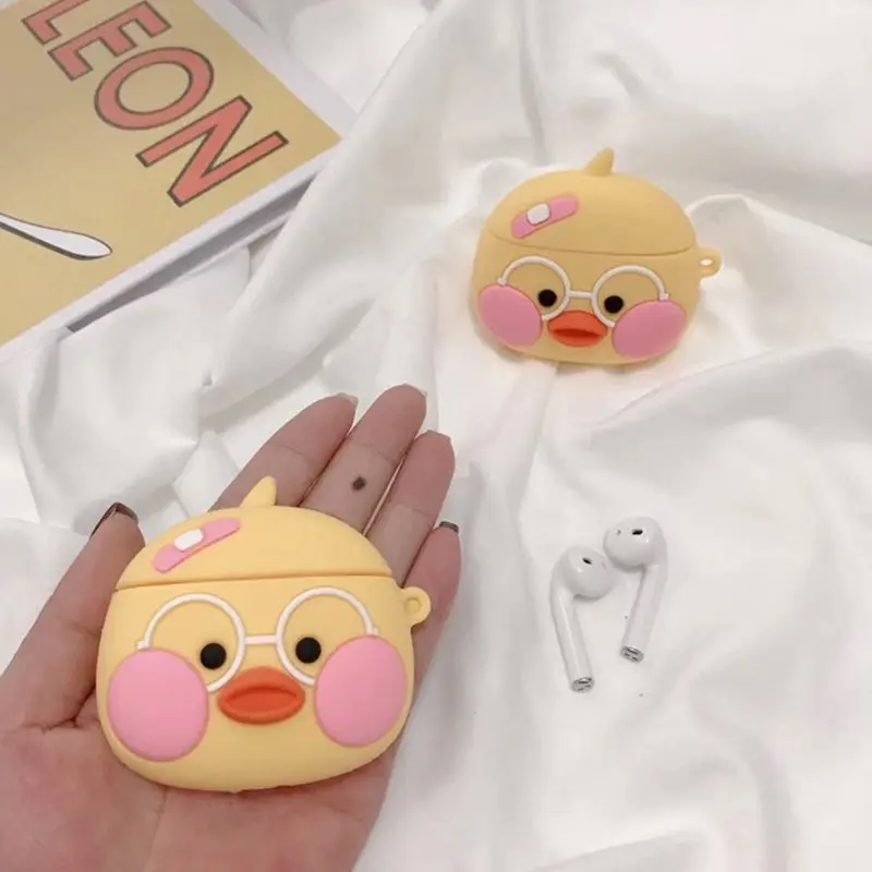 

Cute Duck Pattern Soft Silicone Protective Cover Shockproof Case Skin for Airpods 1/2 Charging Box Accessories A69B