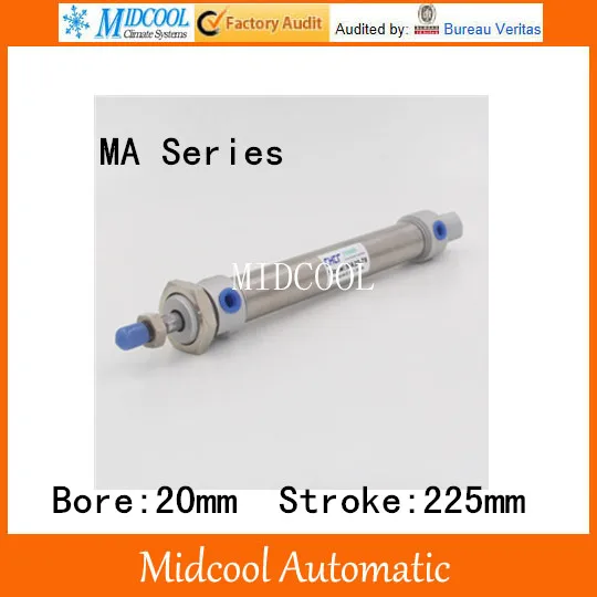 Mini air cylinder MA20 225 stainless steel bore 20mm stroke 225mm double acting small pneumatic cylinder