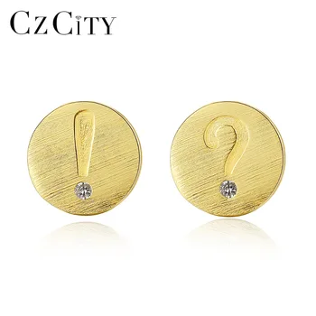 

CZCITY Petite Stud Earrings for Women Genuine 925 Sterling Silver Brushed Symbol Design Post Earring Earring Fine Jewellery 2018