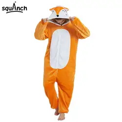 Kawaii Фокс Kigurumi Onesie животных мультфильм пижамы оранжевый белый мягкий Onepiece взрослых Для женщин зимний костюм фестиваль Экипировка