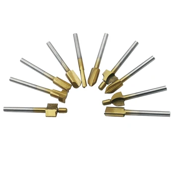 

10Pcs 1/8 Shank Router Bit Set HSS Burr Set for Rotary Tool Engraving Cutter Bit Fit for Home & DIY Wood Plastic Project
