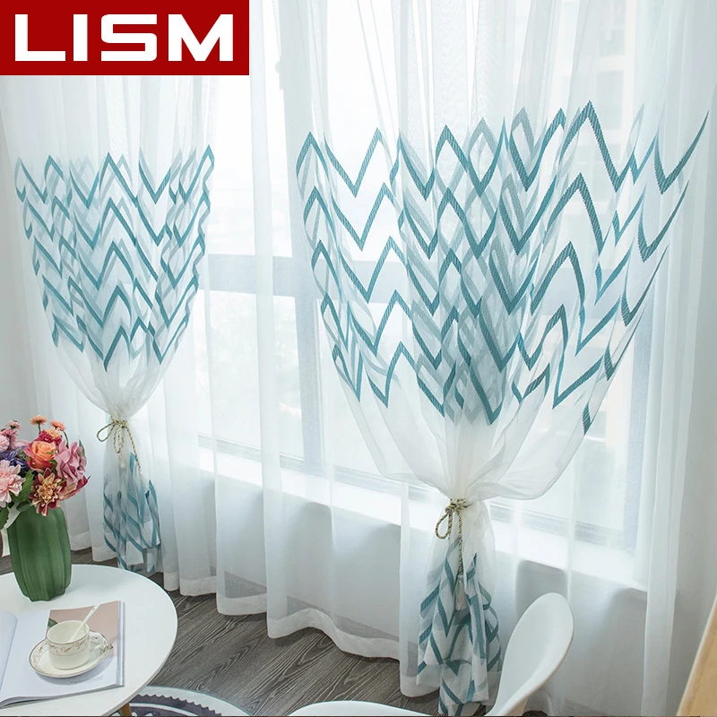 

LISM Withe Sheer Curtains for the Bedroom Living Room The Kitchen for Tulle Striped Voile Curtains for Window Drapes Decor Sale