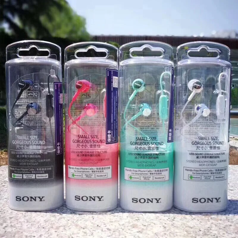 Original SONY MDR-EX150AP 3.5mm L Plug Universal In Ear Stereophone with Micphone 1.2m Wire Earphone for Iphone Samsung Xiaomi