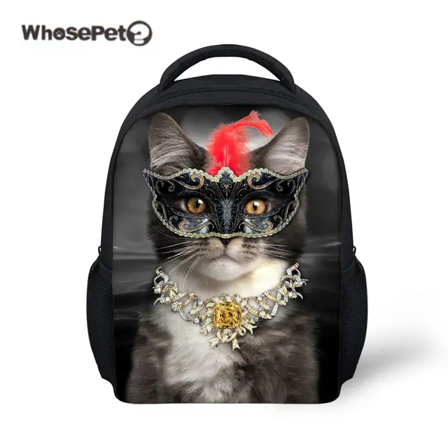 Us 15 17 31 Off Whosepet Nice Cat Kindergarten Kids School Bag Baby Cute Book Print 12 Inch Preschool Animal Backpack Small New Mask Mochila In