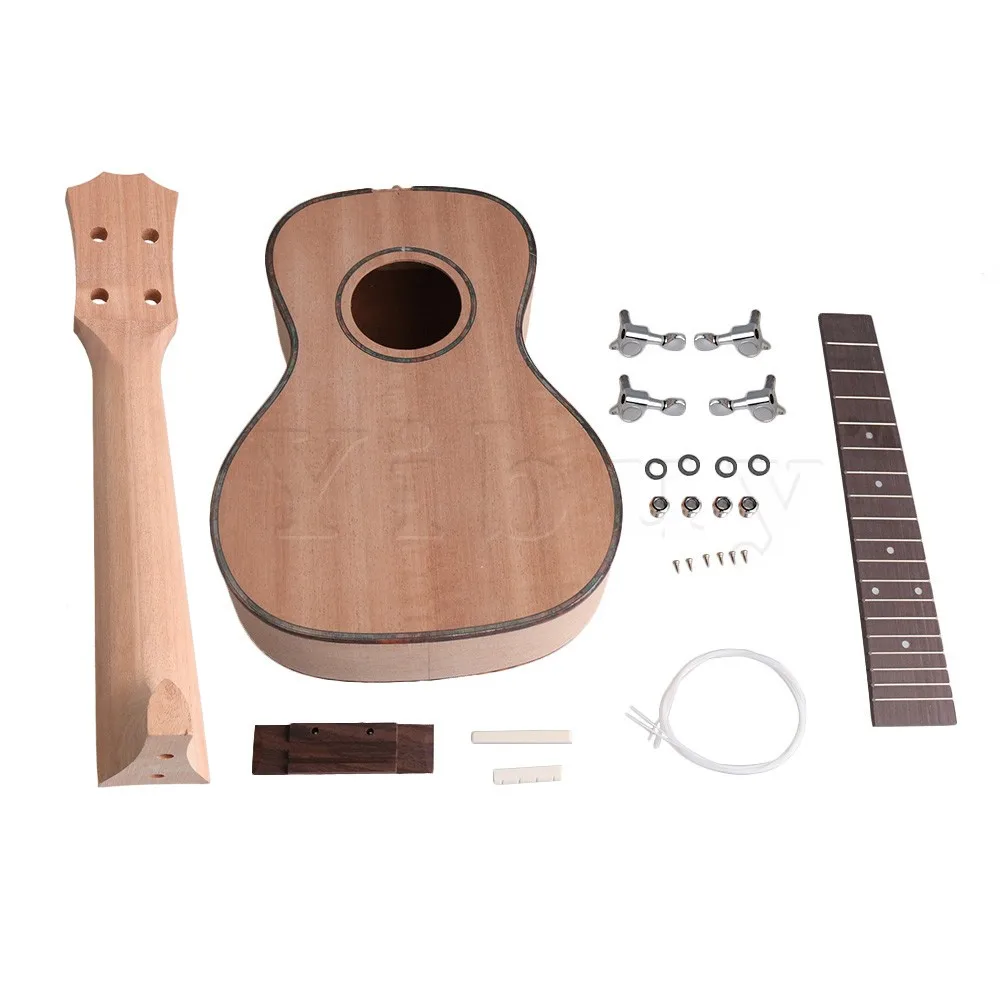 

Yibuy 23 inch Ukelele Guitar DIY Kit Shellfish Boday Rosewood Fingerboard with Pegs String Bridge Nut for Guitar Lover