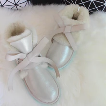 G& Zaco/Роскошные зимние ботинки из овечьей кожи; женские короткие ботинки из натуральной кожи с милыми ремешками; зимние ботинки с овечьим мехом; зимняя обувь для девочек