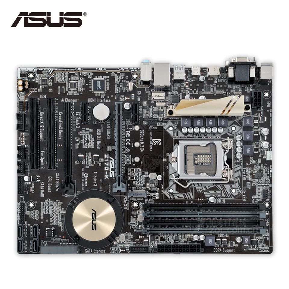 

Original New Asus Z170-K Desktop Motherboard Z170 Socket LGA 1151 i7 i5 i3 DDR4 32G SATA3 USB3.0 ATX