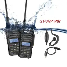 2 pcs Baofeng GT-3WP IP67 VHF UHF Étanche Double Bande Jambon Two Way Radio Talkie Walkie avec USB Câble de Programmation De Voiture chargeur