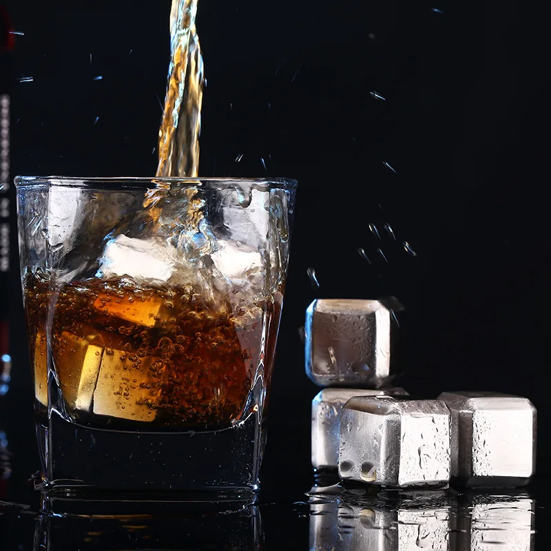 Stainless Steel Reusable Ice Cubes Frozen Ice Blocks Maker Whiskey Ice