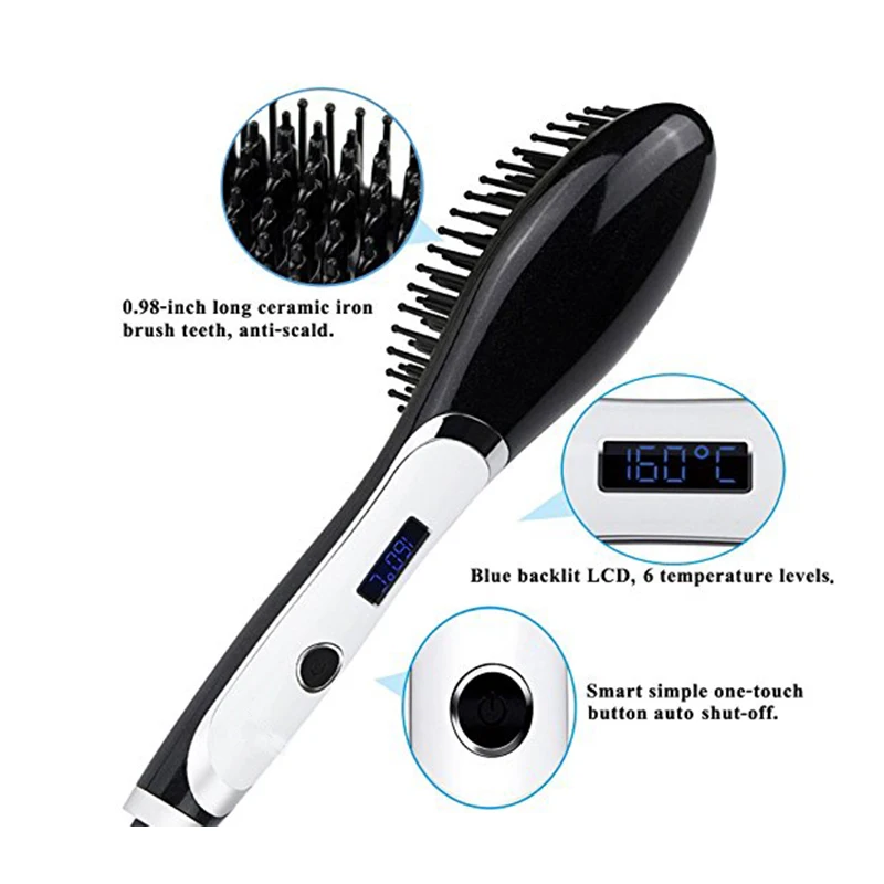 

50% OFF, TODAY ONLY ! QUALITY STYLING IRON HAIR STRAIGHTNENER COMB BRUSH WITH LCD FLAT IRONSTYLING TOOLS