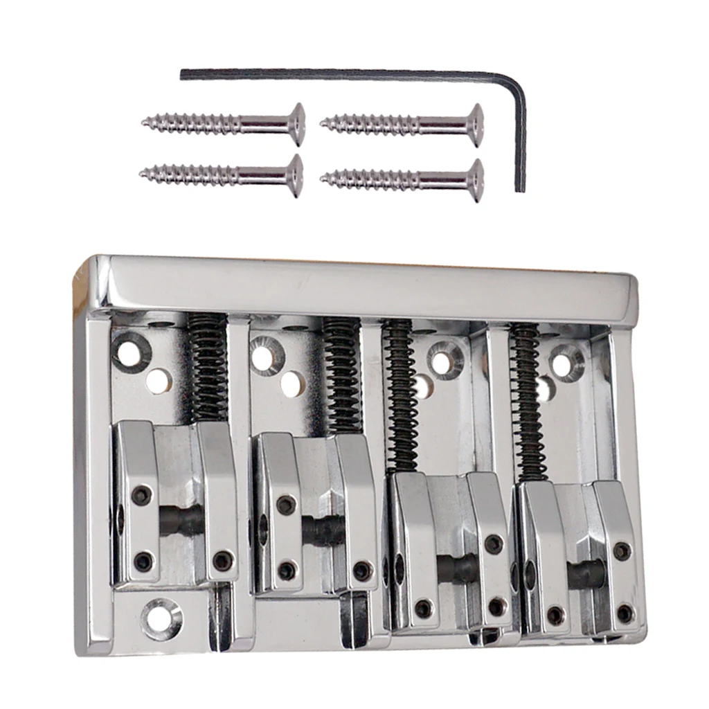 Durable 1 Set 4-string Electric Bass High-End Roller Saddles Bridge Tailpieces Silver Guitar Accessory