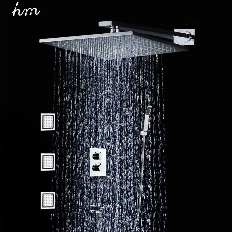 hm 10" Air Booster Shower Head Saving Water Massage Body Jet 3 Jets