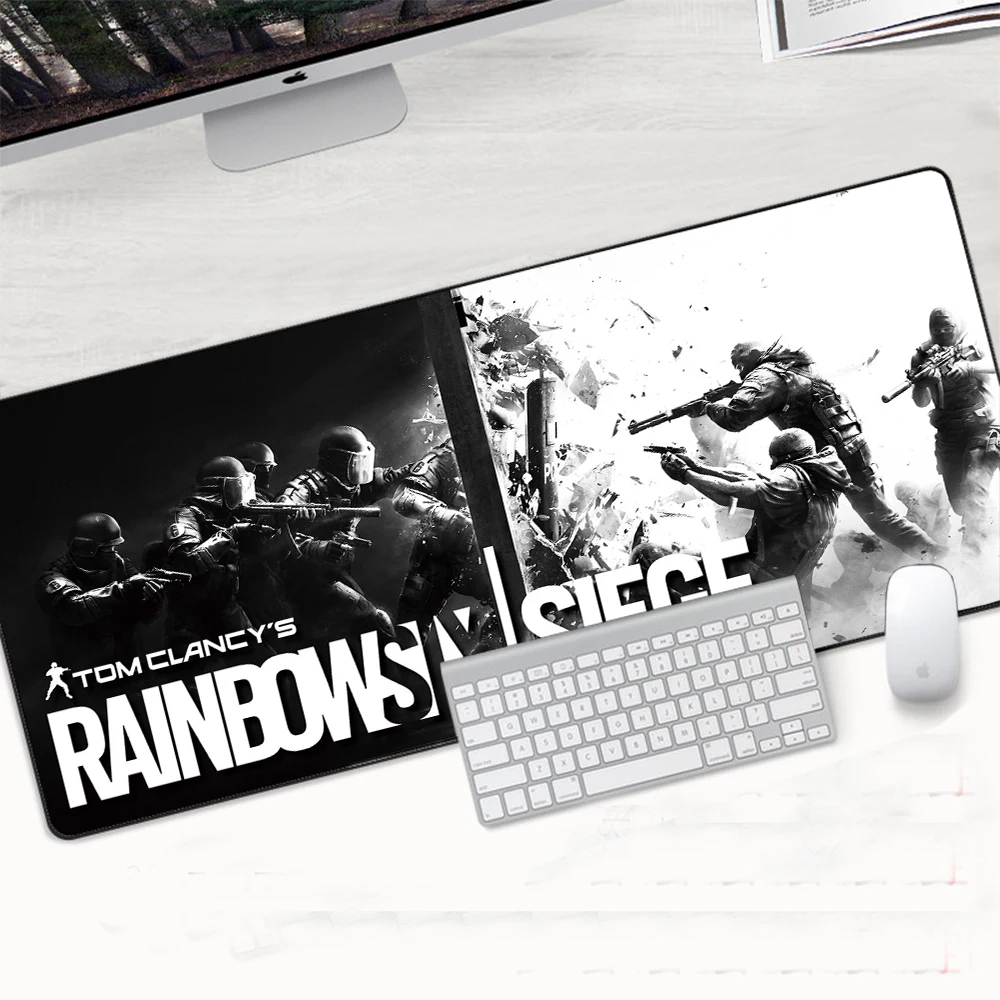 Игровой коврик для мыши Rainbow Six Siege XL, большой резиновый коврик для Геймерской настольной клавиатуры с оверлоком, коврик для мыши, игровые коврики для компьютера, ПК, ноутбука