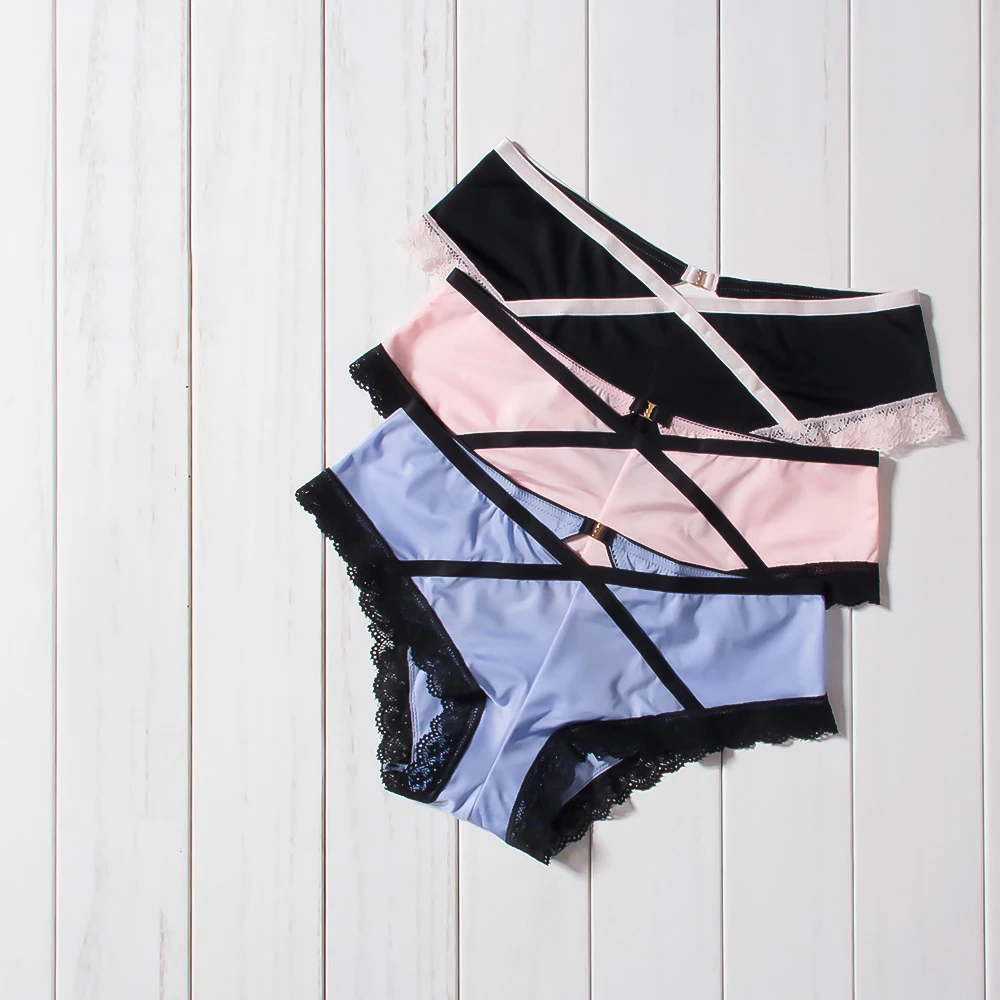 Sexy Lace Panties Women Underwear Satin Panties for Girls Low-Rise Shorts Bikini Sexy Ladies Female Briefs DULASI Fashion 3pcs