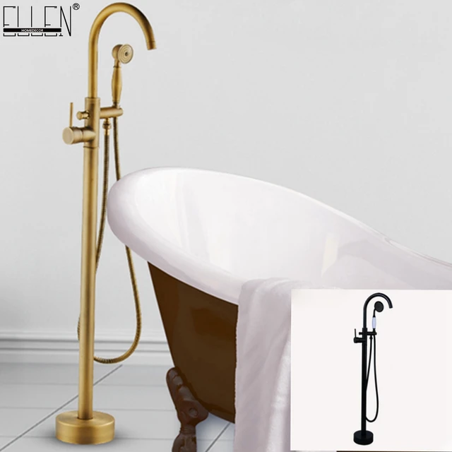 Bronzo antico Floor Stand Vasca Da Bagno Rubinetti con Doccetta Da ... Bronzo antico Floor Stand Vasca Da Bagno Rubinetti con Doccetta Da ...