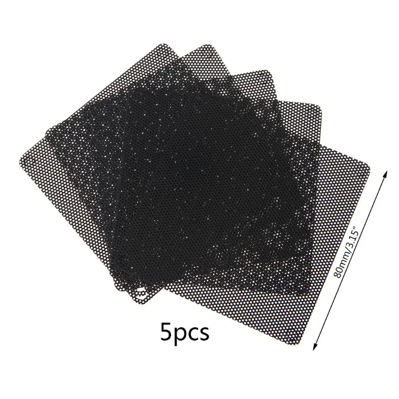 5 шт. ПВХ вентилятор пылезащитный фильтр PC пылезащитный чехол для компьютера 80 мм сетка черный нейлон пластик