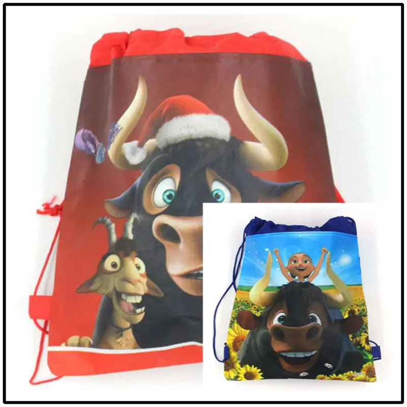 

1pcs/lot Ferdinand Theme Portable Drawstring Bag Kid School Backpack Boy Cotton Travel Pouch Storage Clothes Shoes Bag Handbag