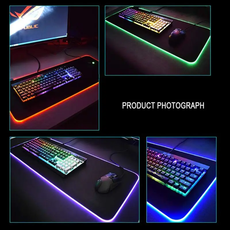 RGB 7 Красочный светящийся коврик для мыши, игровой светодиодный коврик для мыши с подсветкой для ПК, ноутбука, настольного компьютера, ноутбука, аксессуары
