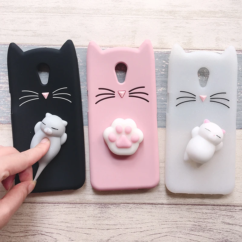 3D Cute Japan Glitter Beard Cat Cases For Meizu S6 M6S M5 M3 M6 Note M5S A5 MX6 MX5 Pro 7 Plus Squishy Soft Cat Cover Phone Bags