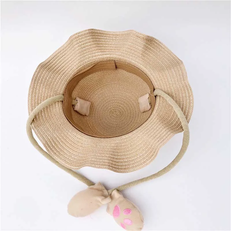 Baby Bunny Ears Cap Accessories Sun-proof Girls Boys Straw Summer Hat Sunhat Cartoon Caps Moving Rabbit Ear Infant Gift