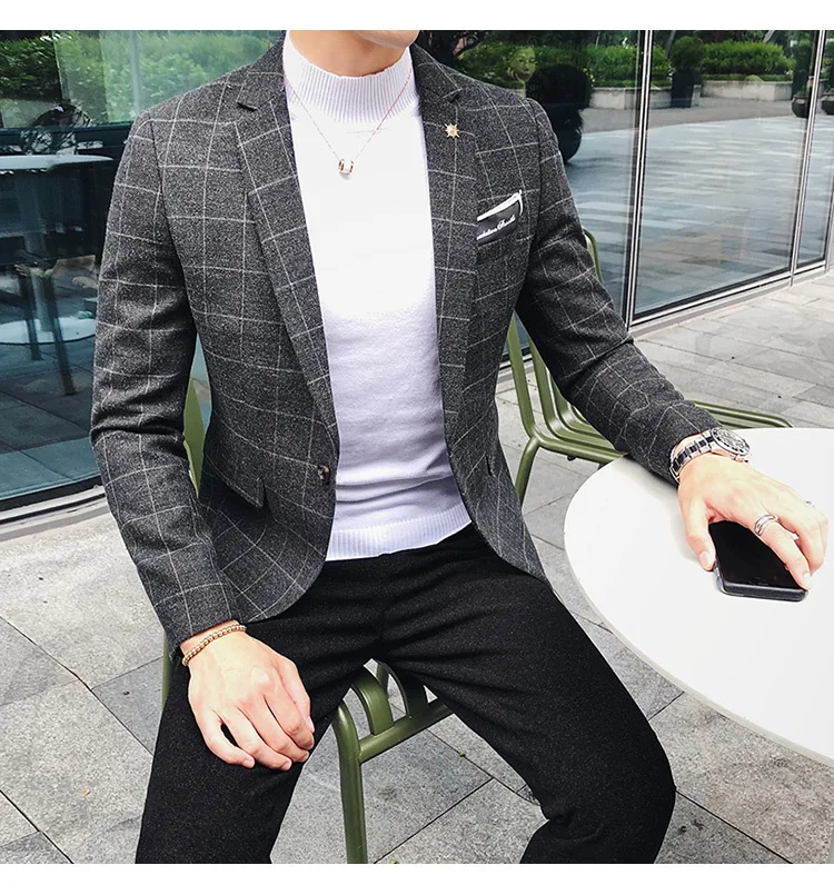 Autumn And Winter, The New British Little Suit, Male Korean Edition, Body Repair, Western Style Coat, Men's Fashion Trend