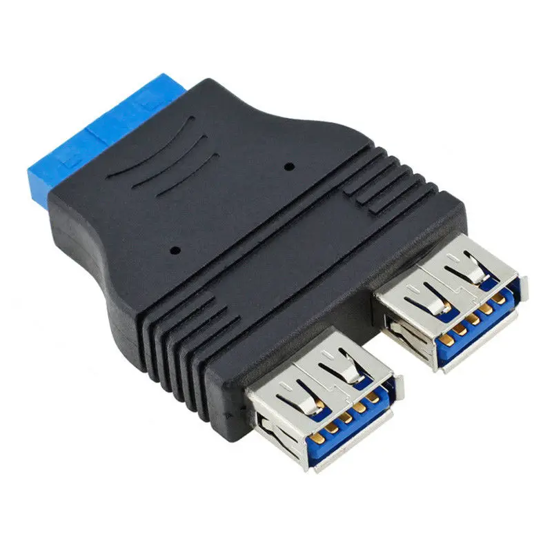

Motherboard 2 Ports USB 3.0 A Female to 20 Pin Header Connector Adapter Black