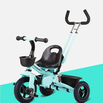 Titanium empty wheel Детский трехколесный велосипед с ручным нажатием, вращающееся на 180 °, экологически чистые нетоксичные тормоза для ног от 2 до 6 лет - Цвет: Titanium empty wheel