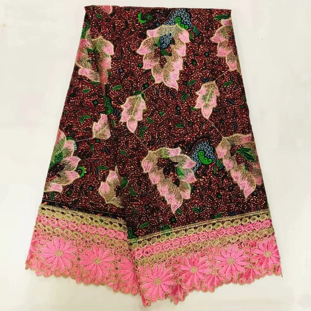 

African Lace Fabric jacquard Wax with Mesh Embroidered High Quality French Net Lace Fabrics 5 yards For Women Wedding Dress A743
