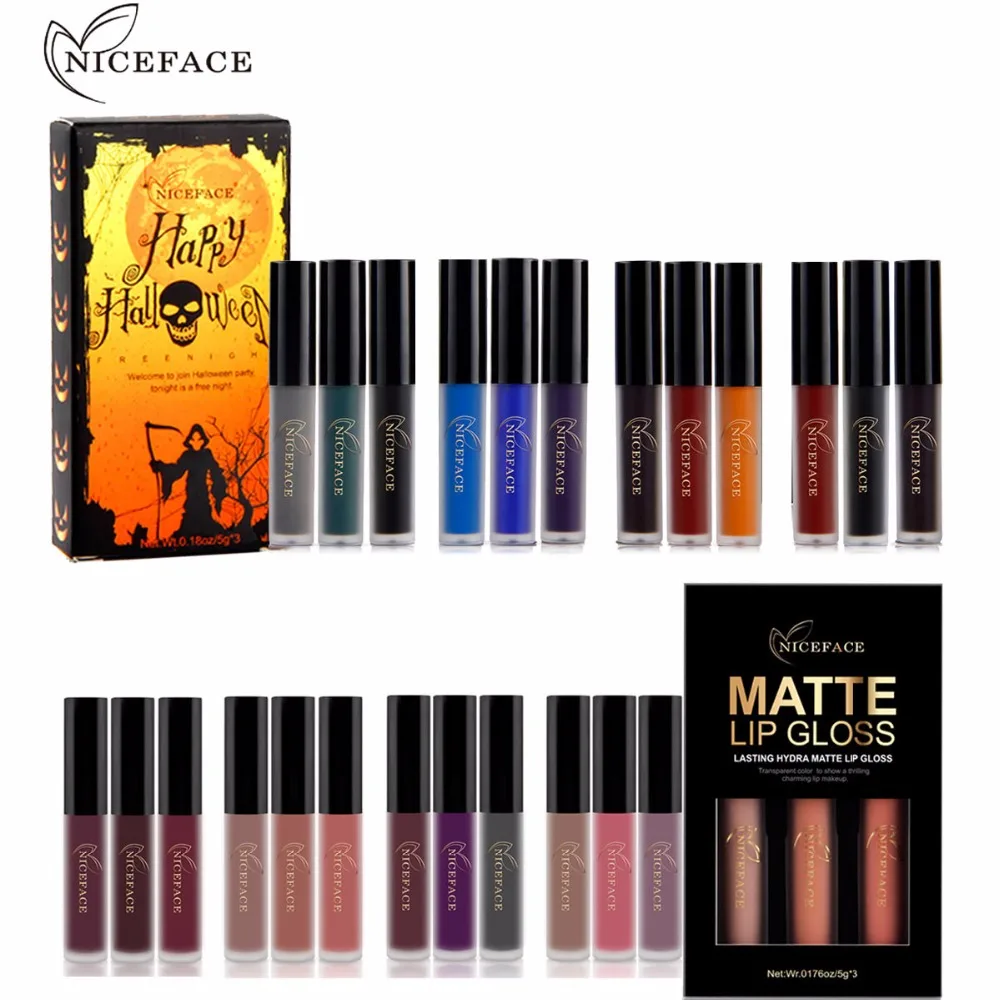 NICEFACE 3 шт./компл. Матовая жидкая губная помада водонепроницаемый блеск для губ не