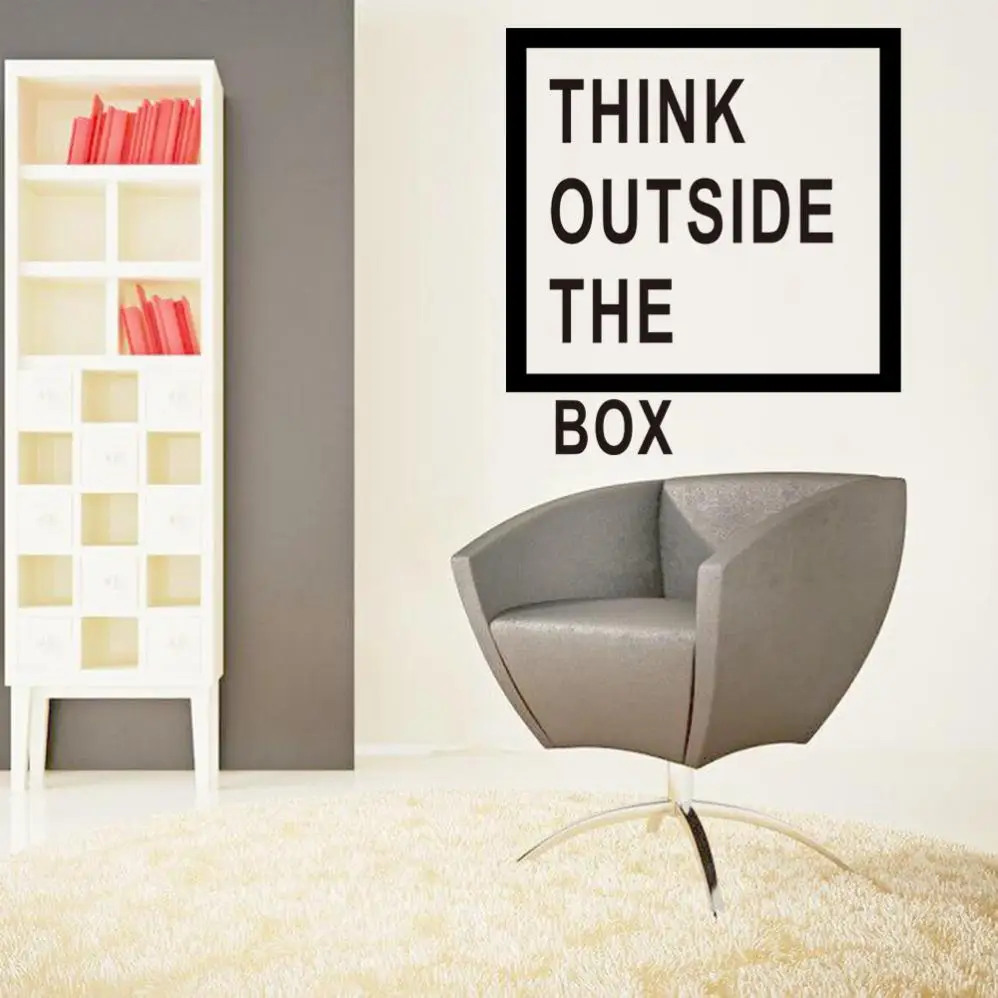 DIY Think Outside The Box Quote стикер креативная домашняя декорация Цитата Виниловая