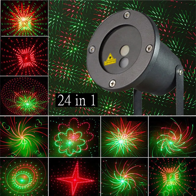 

ZjRight Christmas Stars laser light shower 24 Patterns projector effect Remote moving waterproof Outdoor Garden Xmas decorative
