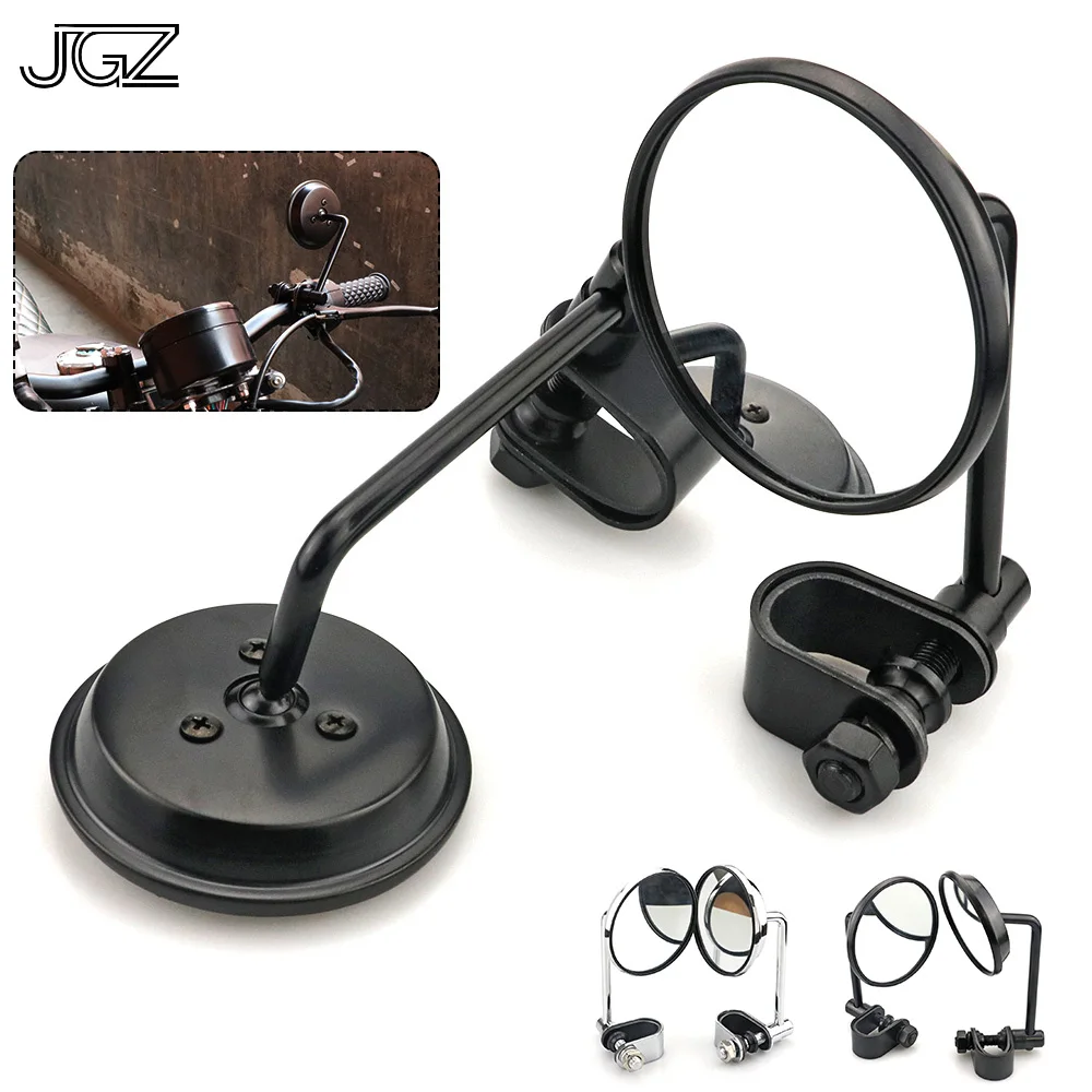 

25MM Motorcycle Universal Retro Round Rear View Handlebar Clip-on Mirror Aluminum For Harley ATV Scooter Cruiser Yamaha Kawasaki