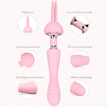 10 Speed Waterproof USB Rechargeable Dual Motor Vagina Vibrator Magic Wand G-spot Massager Clitoris stimulator Vibrador Sex toys 5