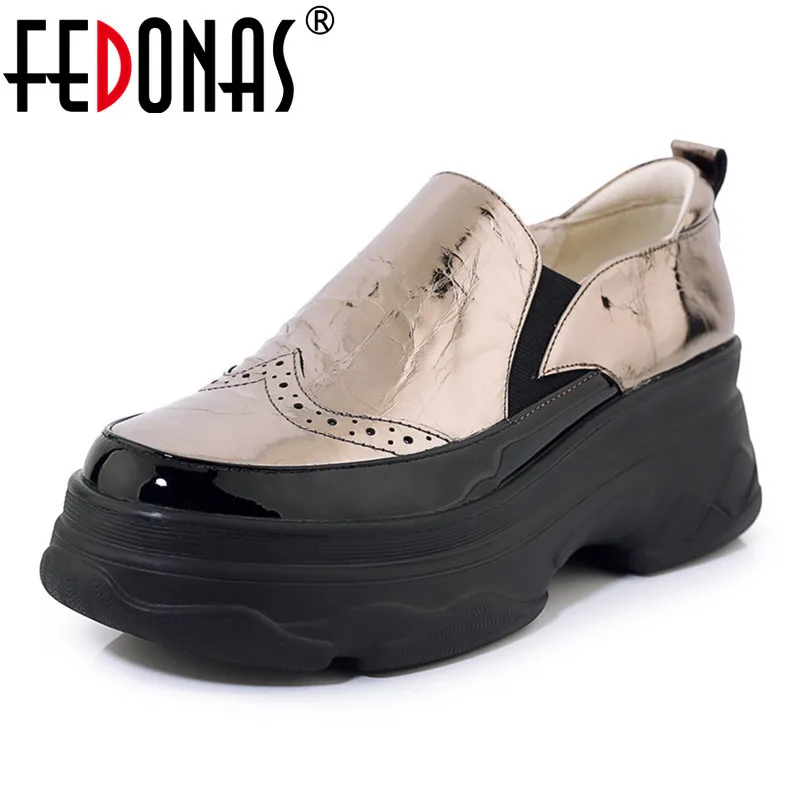 

FEDONAS 2020 Classic Women Casual Shoes Woman Spring Autumn Flats Genuine Leather Platforms Shoes Round Toe Sneakers Basic Shoes