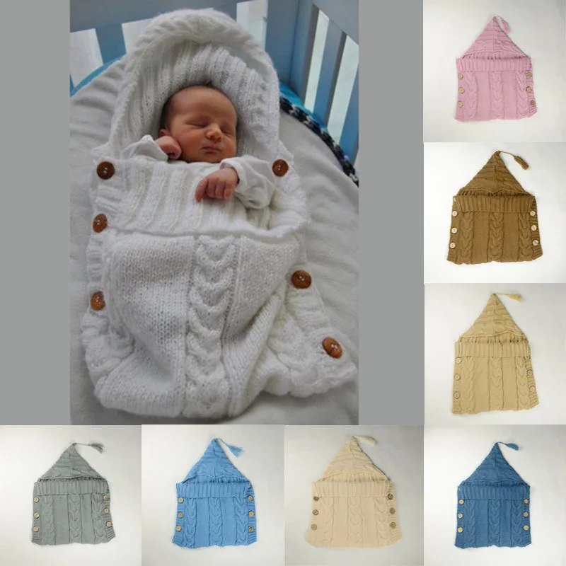 

Newbron Sleeping Bag Acrylic Baby Woolen Swaddle Wrap Blanket Envelope Baby Sleepsack Toddler Knit Crochet Sweater Sleeping Bag
