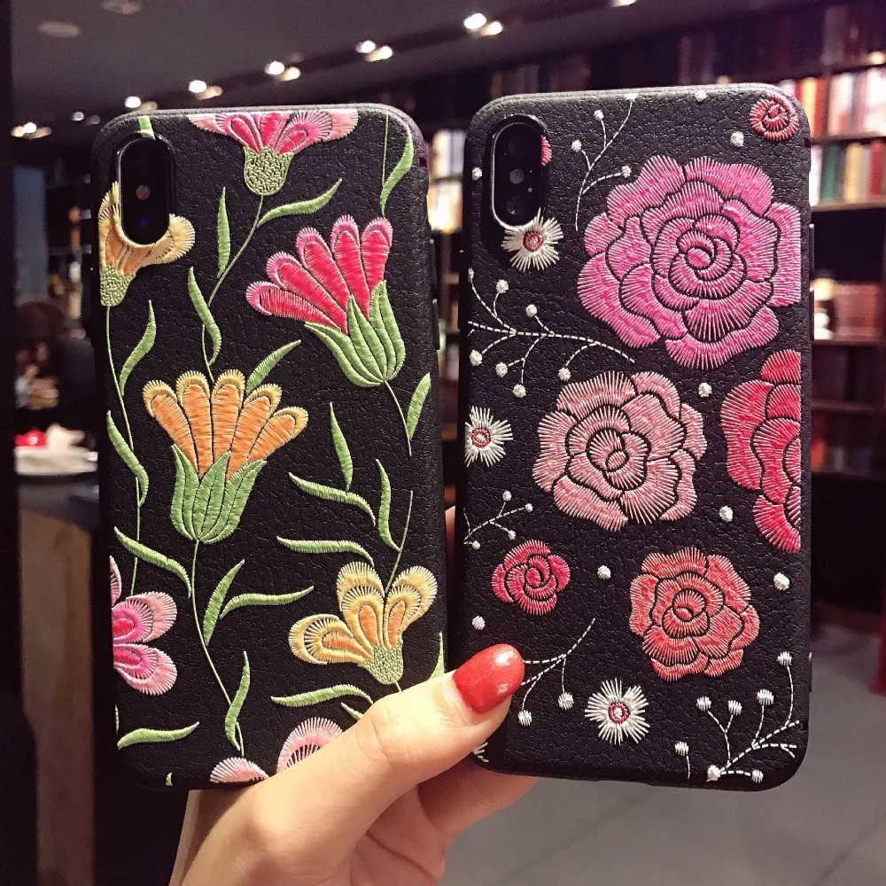 

Chinese Style Floral 3d Embossed Phone Case For iphone 7 8 plus X funda bird Scrub Shell For iphone x Soft Cases embossed bird