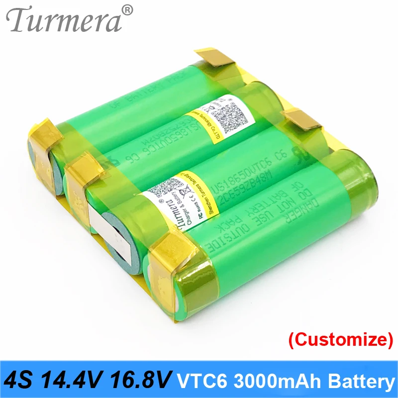 Аккумулятор Turmera 18650 hg2 3000mAh vtc6 ncr18650b 3400mah аккумулятор для 3s 12,6 v 4S 16,8 v отвертка аккумуляторная батарея Настройка n9