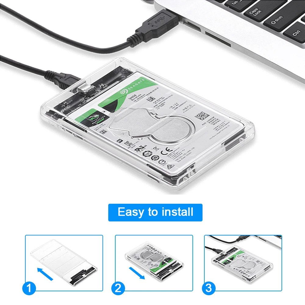 CHIPAL прозрачный 2,5 дюймовый HDD SSD чехол Sata для USB 3,1 type C адаптер бесплатно 5 Гбит/с Корпус жесткого диска Поддержка 2 ТБ UASP