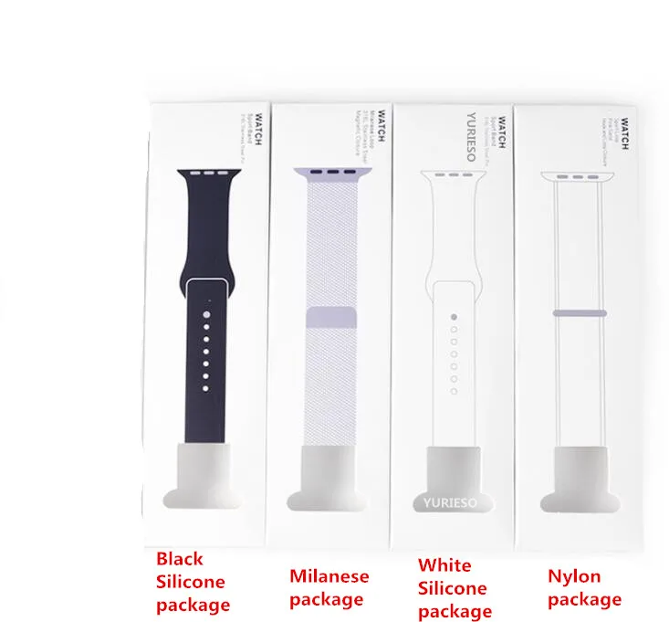 Белые бумажные упаковочные коробки для Apple Watch Миланский силиконовый нейлоновый