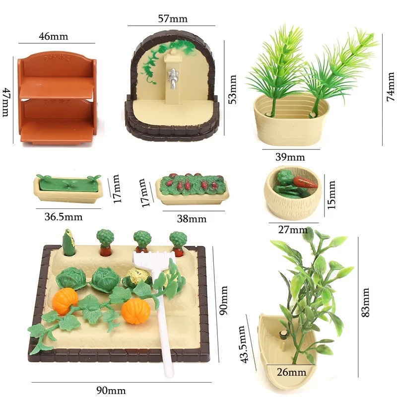 Миниатюрные Садоводство, овощи, цветы, мебель для еды, наборы для кукольного дома, аксессуары, игрушки, пластик, ремесло, Детский Рождественский подарок