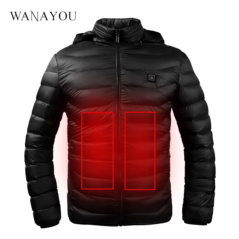 Winter Warm Heated Jacket Men Women USB Infrared Heating Hooded Jacket Electric Therml Clothing Waterproof Skiing Hiking Jacket 