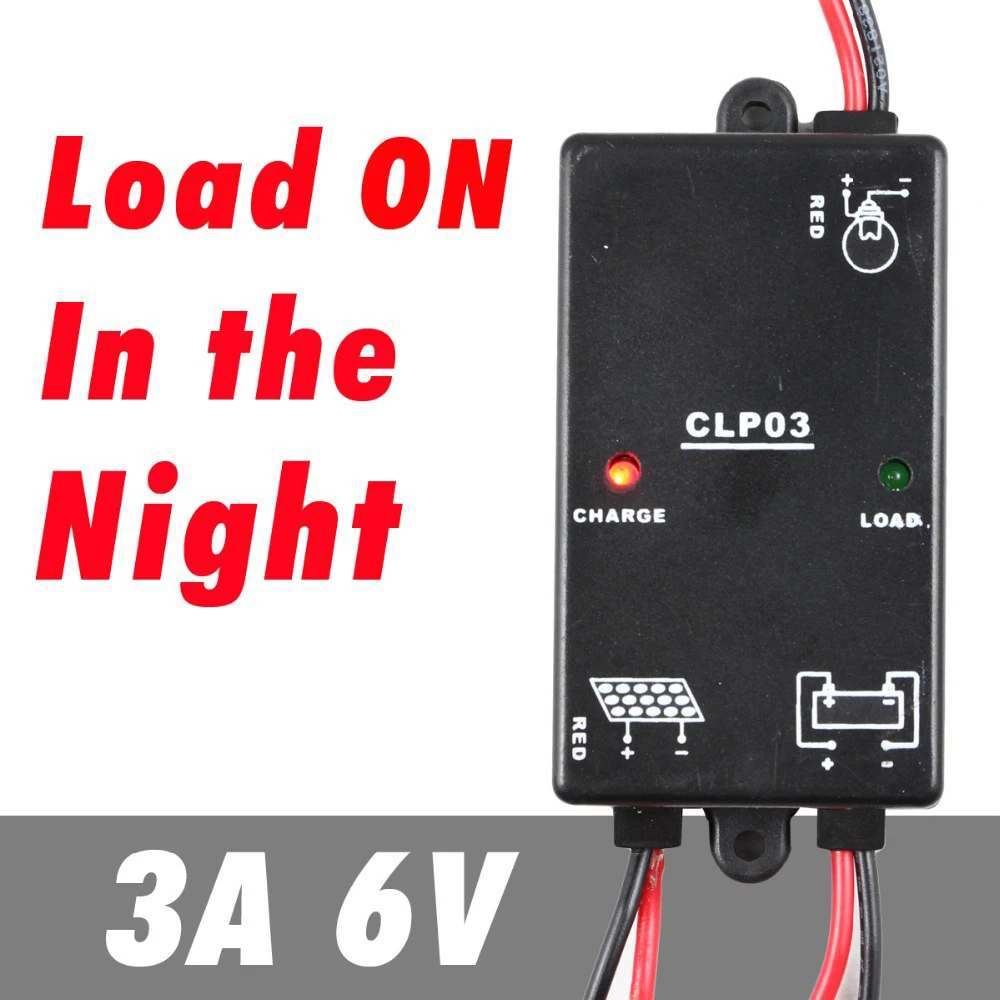 

3A 6V Solar Charge Controller with light control Load on in the night for solar led lighting system PV battery Regulator 3 Amps